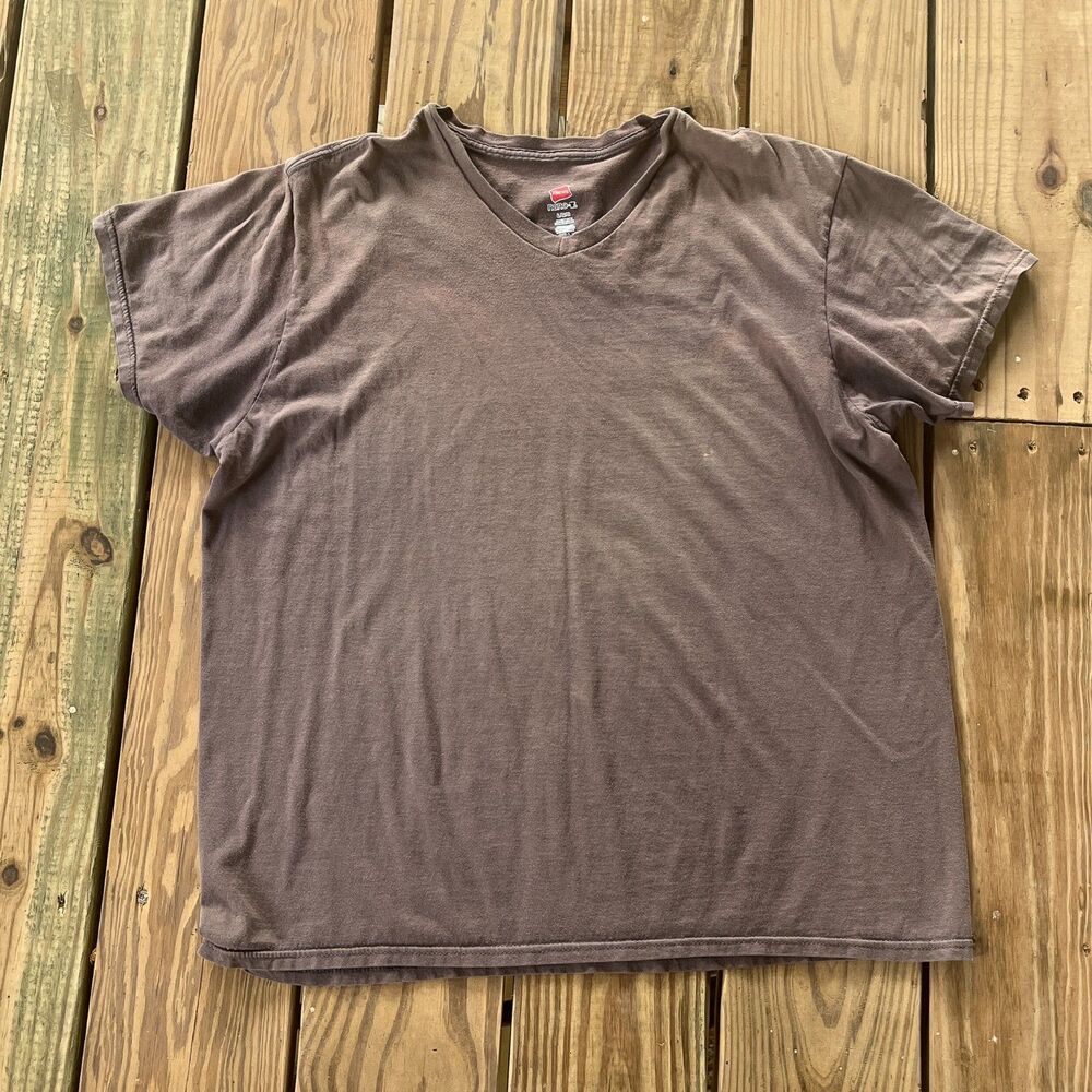 Vintage 2000s Hanes Nano-T - Thrashed Soft V-Neck Tee - Faded - Men's Size Large